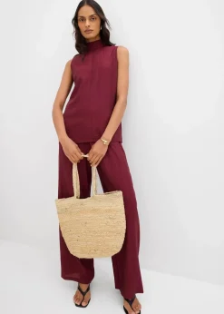 bonprix Shirts & Tops|Zweiteiler & Sets|Long-Top aus strukturiertem Viskose-Mix ahornrot