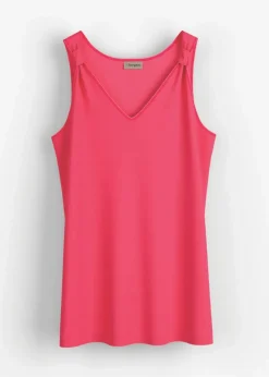 bonprix Shirts & Tops|Long-Top aus Viskose-Leinen-Mix paradiespink