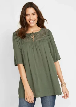 Long-Tunika aus Crinkle, halbarm|bonprix Online