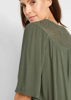 Long-Tunika aus Crinkle, halbarm|bonprix Online
