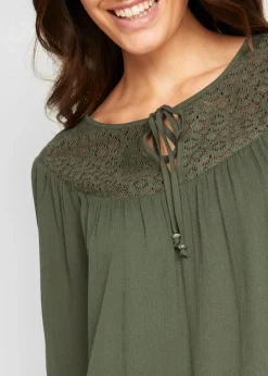 Long-Tunika aus Crinkle, halbarm|bonprix Online