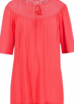 bonprix Bekleidung·Jacken & Mäntel|Blusen & Tuniken|Long-Tunika aus Crinkle, halbarm hummer