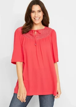 bonprix Bekleidung·Jacken & Mäntel|Blusen & Tuniken|Long-Tunika aus Crinkle, halbarm hummer