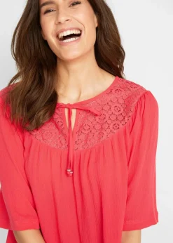 bonprix Bekleidung·Jacken & Mäntel|Blusen & Tuniken|Long-Tunika aus Crinkle, halbarm hummer