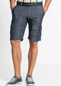 bonprix Große Größen|Shorts|Loose Fit Cargo-Bermuda aus reiner Baumwolle dunkelblau