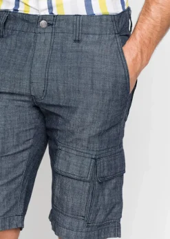 bonprix Große Größen|Shorts|Loose Fit Cargo-Bermuda aus reiner Baumwolle dunkelblau