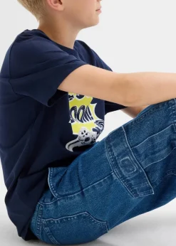 Loose Fit Cargo-Jeans mit verstellbarem Bund, Straight|bonprix Sale