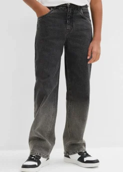 bonprix Jungen 9-16 Jahre·Bademode|Jungen 9-16 Jahre·Jeans|Loose Fit Jeans mit Farbverlauf, Straight dunkelgrau denim