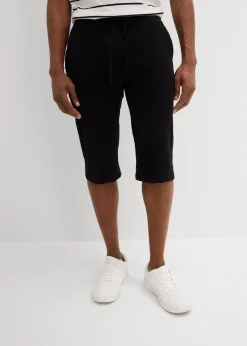 bonprix Große Größen|Shorts|Loose Fit Long-Bermuda aus luftigem Musselin schwarz