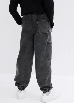 bonprix Jungen 9-16 Jahre·Jeans|Loose Fit Schlupf-Cargo-Jeans mit Stretchanteil dunkelgrau denim