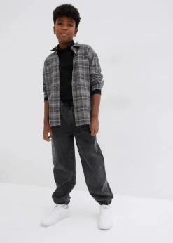 bonprix Jungen 9-16 Jahre·Jeans|Loose Fit Schlupf-Cargo-Jeans mit Stretchanteil dunkelgrau denim