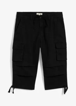 bonprix Hosen|Große Größen|Loose Fit Stretch-3/4-Cargohose, extra weit schwarz