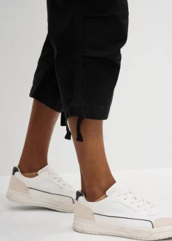bonprix Hosen|Große Größen|Loose Fit Stretch-3/4-Cargohose, extra weit schwarz