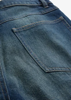 bonprix Bekleidung·Shirts & Tops|Jeans|Loose Straight-Jeans High Waist, Low Stretch dunkelblau denim used