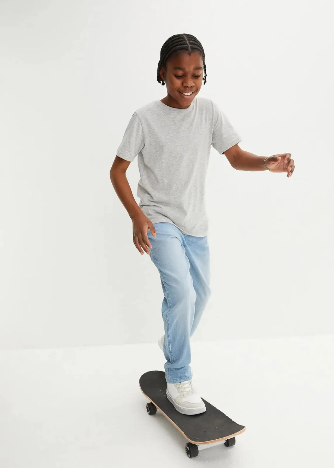 Loose-Fit Stretch-Jeans mit verstellbarem Bund, Straight|bonprix Sale