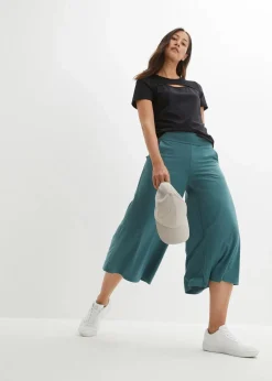 bonprix Nachhaltigere Materialien|Hosen|Loungewear Culotte mit weitem Bein graugrün