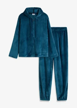 bonprix Wäsche·Homewear|Wäsche·Nachtwäsche|Loungewear Hausanzug aus Kuschelfleece blaupetrol gestreift