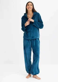 bonprix Wäsche·Homewear|Wäsche·Nachtwäsche|Loungewear Hausanzug aus Kuschelfleece blaupetrol gestreift