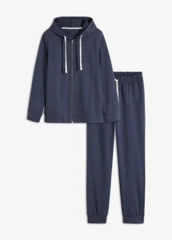 bonprix Wäsche·Homewear|Wäsche·Nachtwäsche|Loungewear Hausanzug aus Sweatware dunkelblau meliert