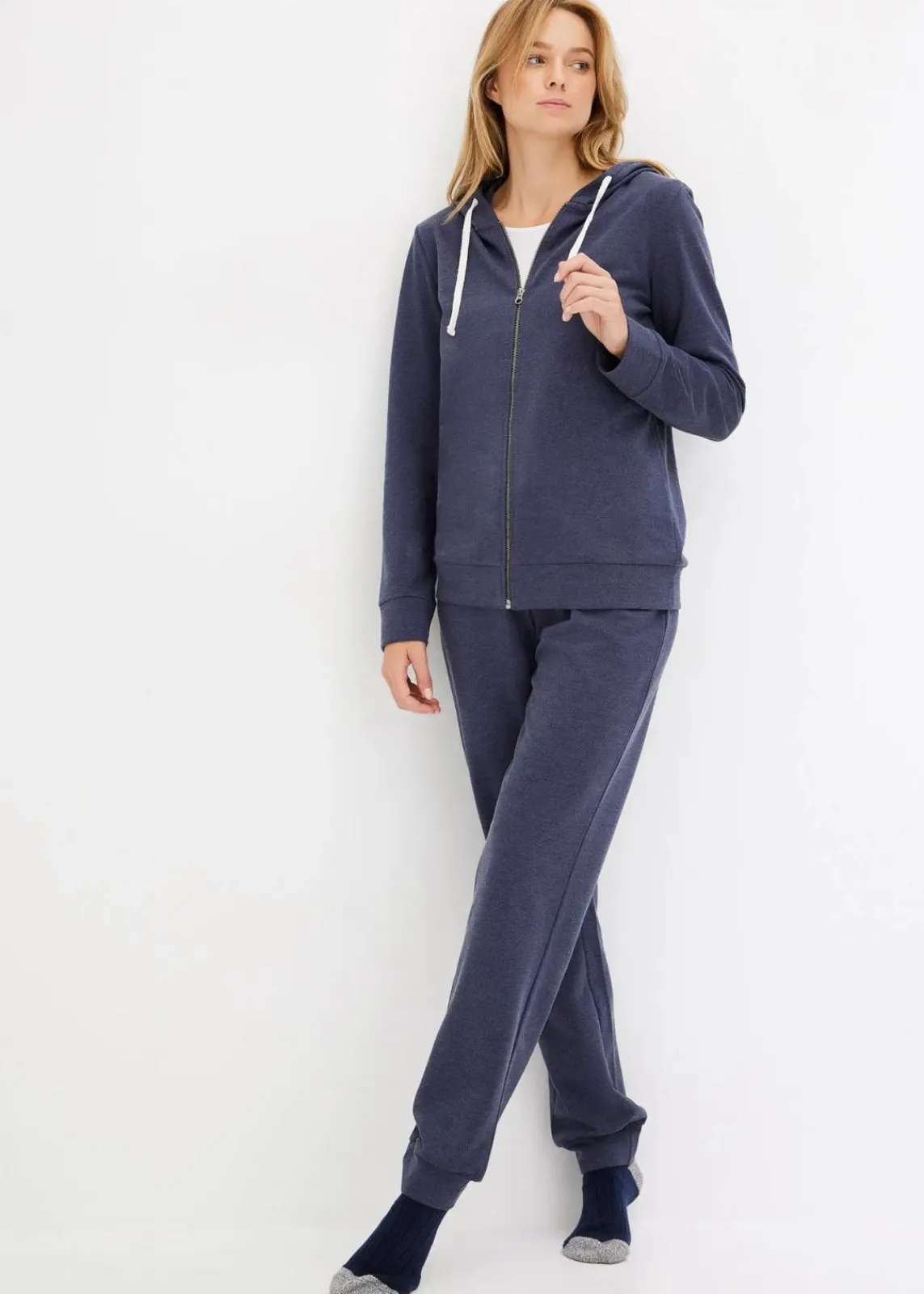 bonprix Wäsche·Homewear|Wäsche·Nachtwäsche|Loungewear Hausanzug aus Sweatware dunkelblau meliert