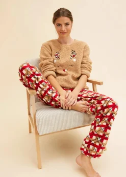 Loungewear Hausanzug aus Fleece mit Stickerei|bonprix New