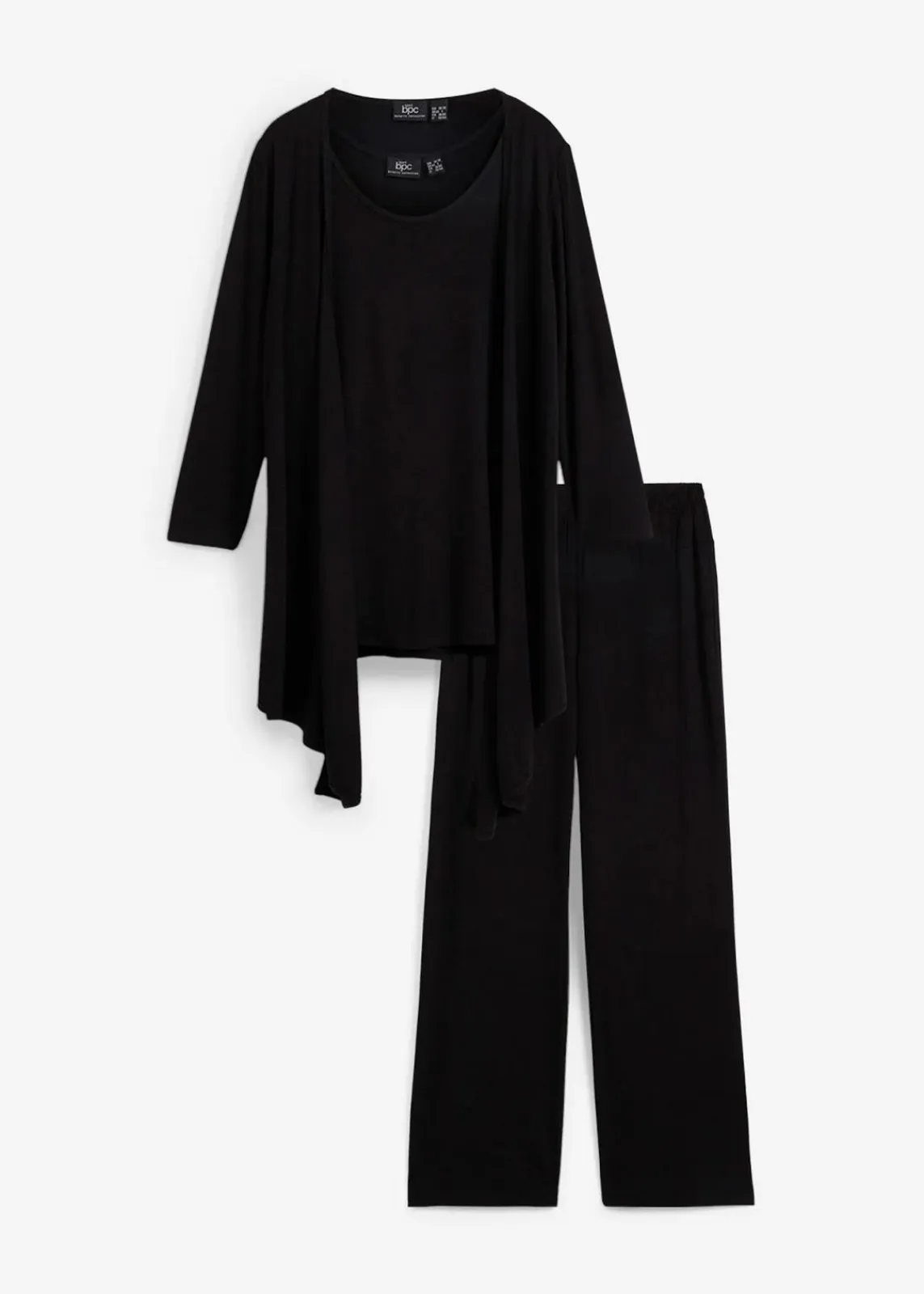 bonprix Hosen|Homewear|Loungewear Hausanzug (3-tlg.Set) mit Viskose schwarz