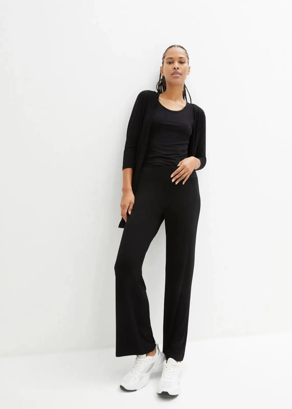 bonprix Hosen|Homewear|Loungewear Hausanzug (3-tlg.Set) mit Viskose schwarz