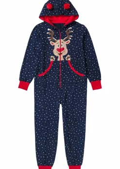 bonprix Wäsche·Homewear|Wäsche·Nachtwäsche|Loungewear Overall aus Sweatware dunkelblau bedruckt