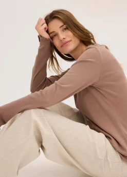 Loungewear Rippshirt mit gewebter Hose|bonprix Outlet