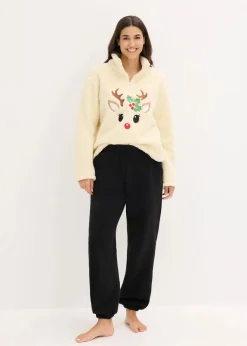Loungewear Teddy Hausanzug mit Fleecehose|bonprix New