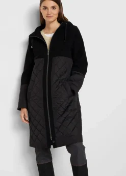 bonprix Bekleidung·Hosen|Jacken & Mäntel|Mantel in Materialmix schwarz