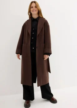 bonprix Bekleidung·Hosen|Jacken & Mäntel|Mantel in Wolloptik dunkelbraun
