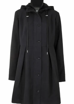 bonprix Bekleidung·Hosen|Jacken & Mäntel|Mantel mit Kapuze und Bundfalten, A-Linie schwarz