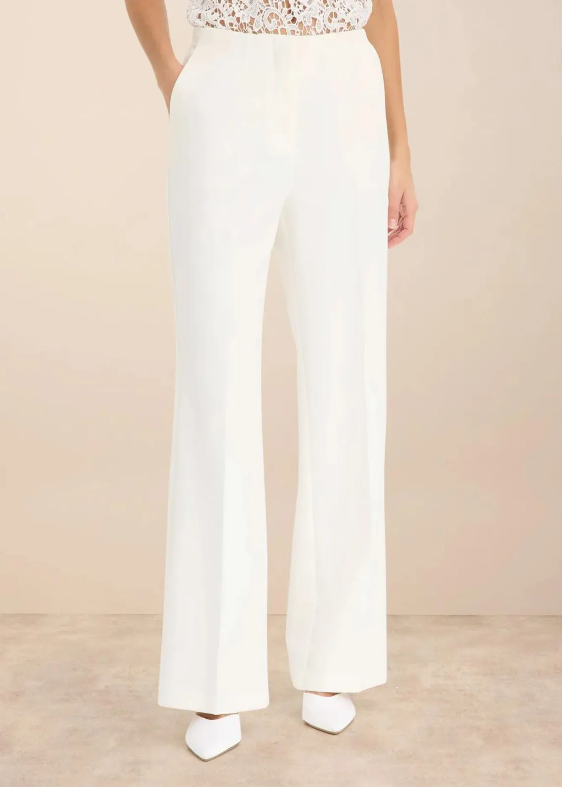 bonprix Bekleidung·Kleider|Hosen|Marlenehose wollweiß