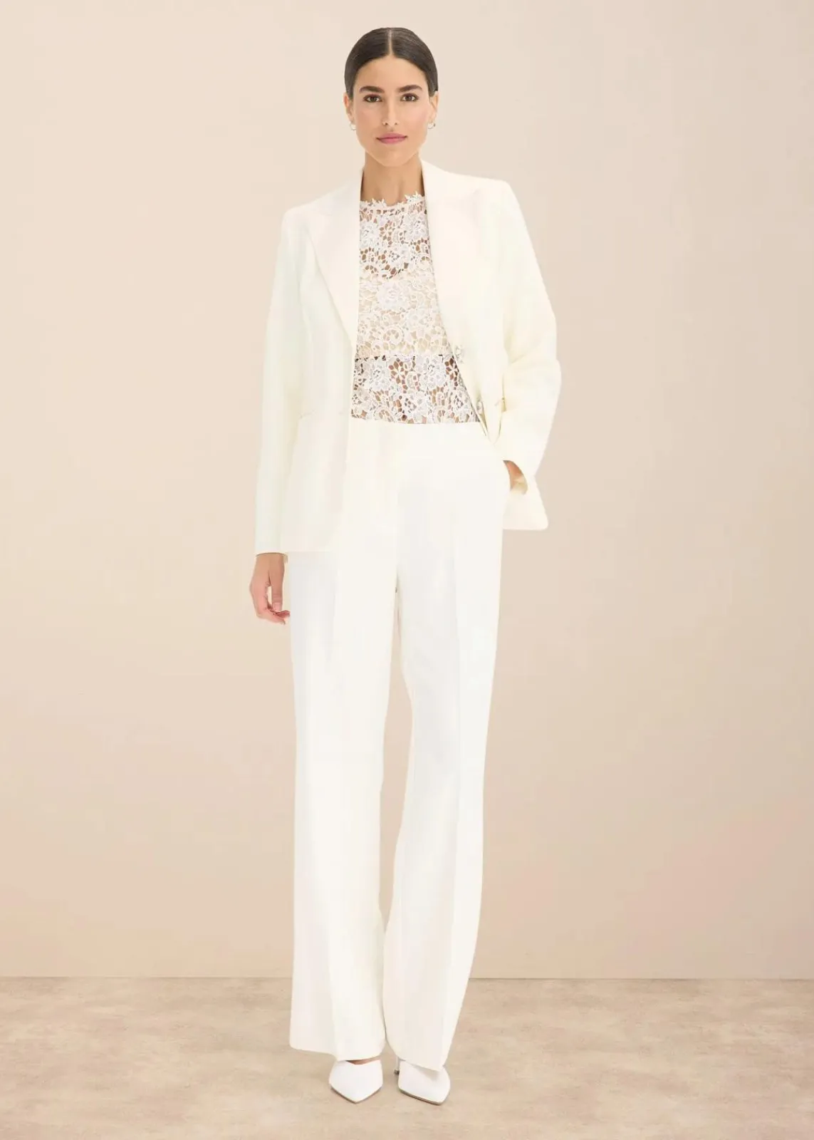 bonprix Bekleidung·Kleider|Hosen|Marlenehose wollweiß