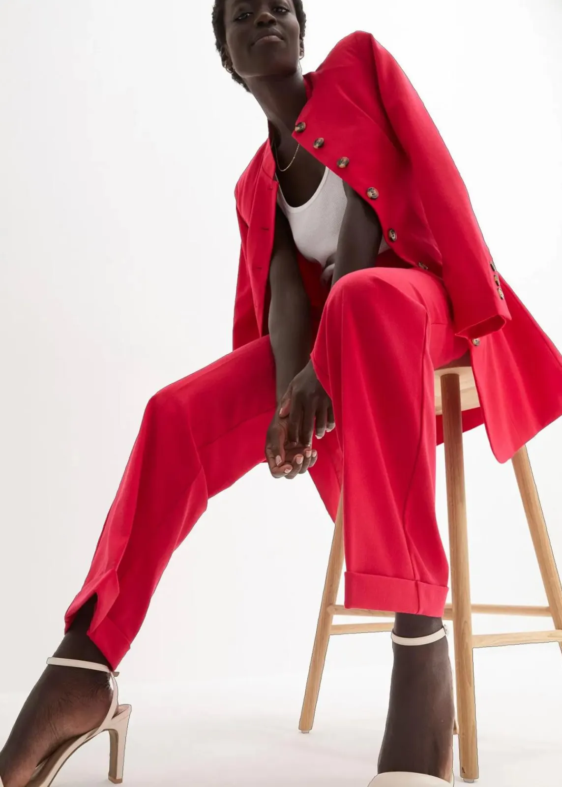 bonprix Hosen|Kurzgrößen|Marlenehose rot