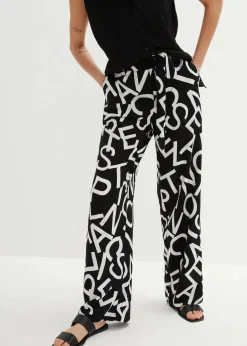 bonprix Nachhaltigere Materialien|Hosen|Marlenehose schwarz/weiß graphisch bedruckt