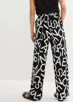 bonprix Nachhaltigere Materialien|Hosen|Marlenehose schwarz/weiß graphisch bedruckt