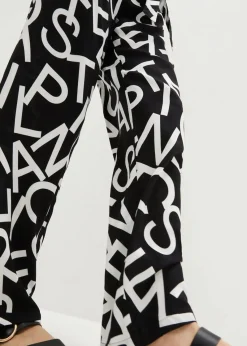 bonprix Nachhaltigere Materialien|Hosen|Marlenehose schwarz/weiß graphisch bedruckt
