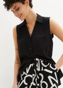 bonprix Nachhaltigere Materialien|Hosen|Marlenehose schwarz/weiß graphisch bedruckt