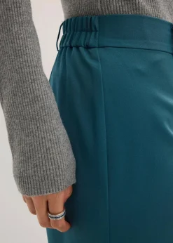 bonprix Kurzgrößen|Bekleidung·Kleider|Marlenehose mit Bequembund pfeffergrün