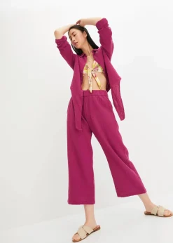 bonprix Hosen|Marlenehose aus Baumwoll-Musselin violett