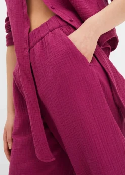 bonprix Hosen|Marlenehose aus Baumwoll-Musselin violett