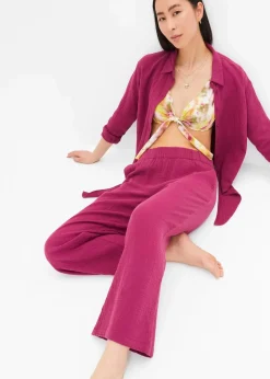 bonprix Hosen|Marlenehose aus Baumwoll-Musselin violett