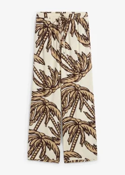 bonprix Bekleidung·Kleider|Hosen|Marlenehose aus fließender Viskose natur/dunkelbraun/new beige floral