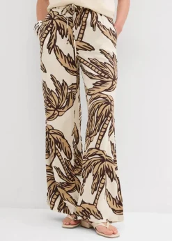 bonprix Bekleidung·Kleider|Hosen|Marlenehose aus fließender Viskose natur/dunkelbraun/new beige floral