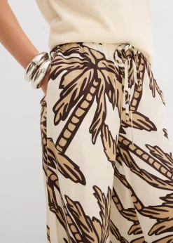 bonprix Bekleidung·Kleider|Hosen|Marlenehose aus fließender Viskose natur/dunkelbraun/new beige floral