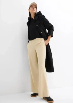 bonprix Hosen|Bekleidung·Kleider|Marlenehose aus fließender Viskose grünbeige