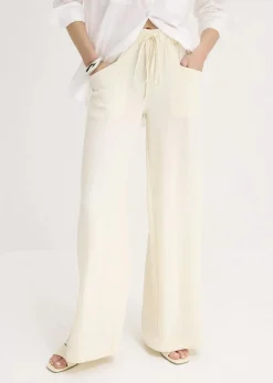 bonprix Bekleidung·Kleider|Hosen|Marlenehose aus leichtem Crêpe naturbeige