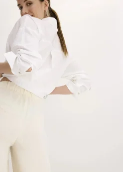 bonprix Bekleidung·Kleider|Hosen|Marlenehose aus leichtem Crêpe naturbeige